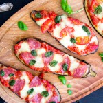 Snelle auberginepizza’s // vega + salami