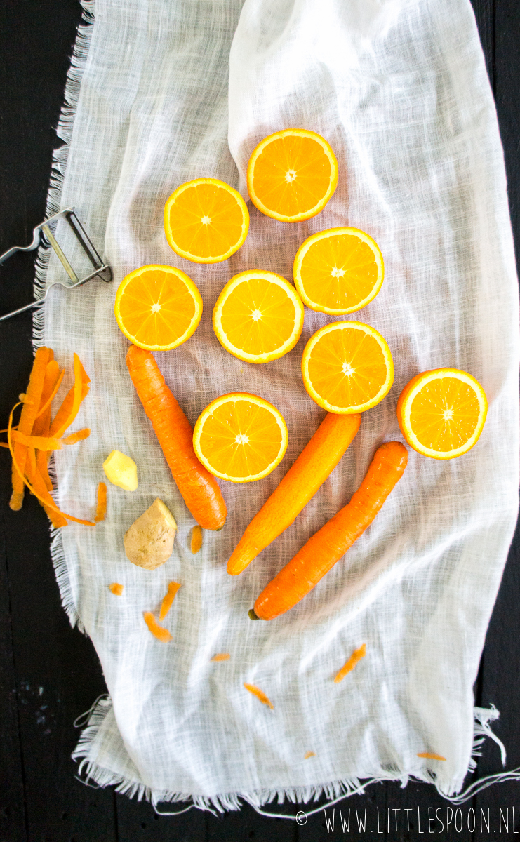 Fris en fruitig sapje van wortel, sinaasappel en gember