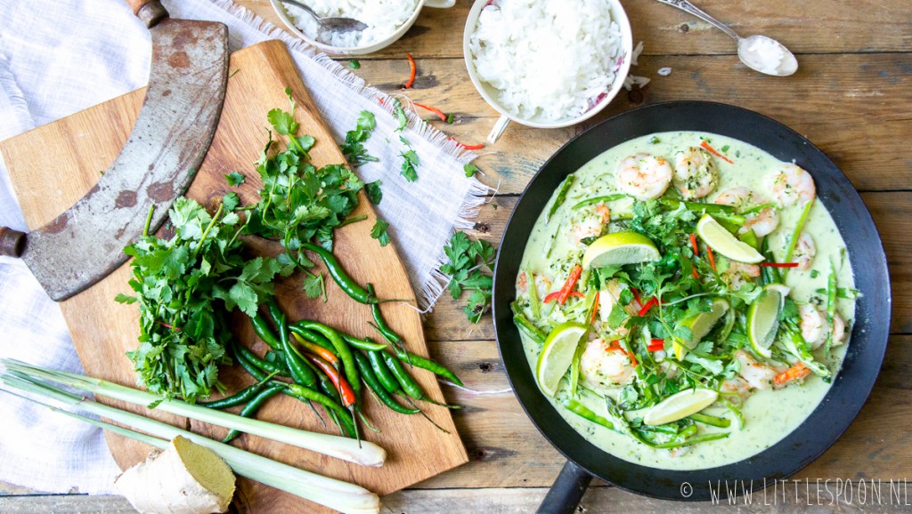 Thaise groene curry met garnalen