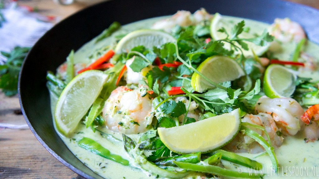 Thaise groene curry met garnalen