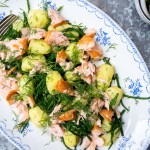 Aardappelsalade met zalm, dille en zeekraal