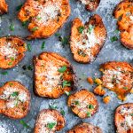 Geplette zoete aardappels uit de oven