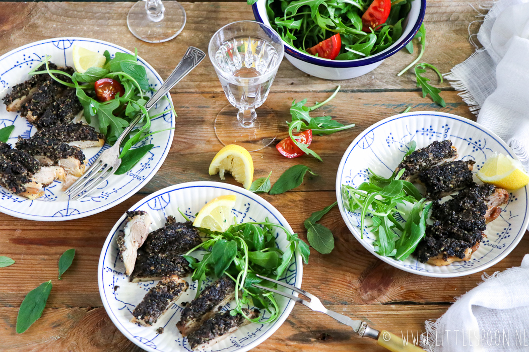 Gevulde kip met zwarte olijventapenade