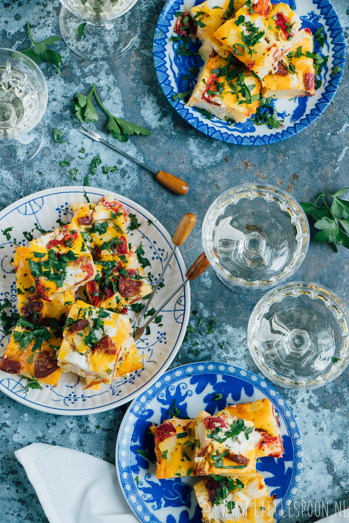 Tortilla met chorizo en geitenkaas