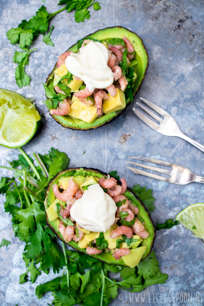 Avocado gevuld met Hollandse garnalen